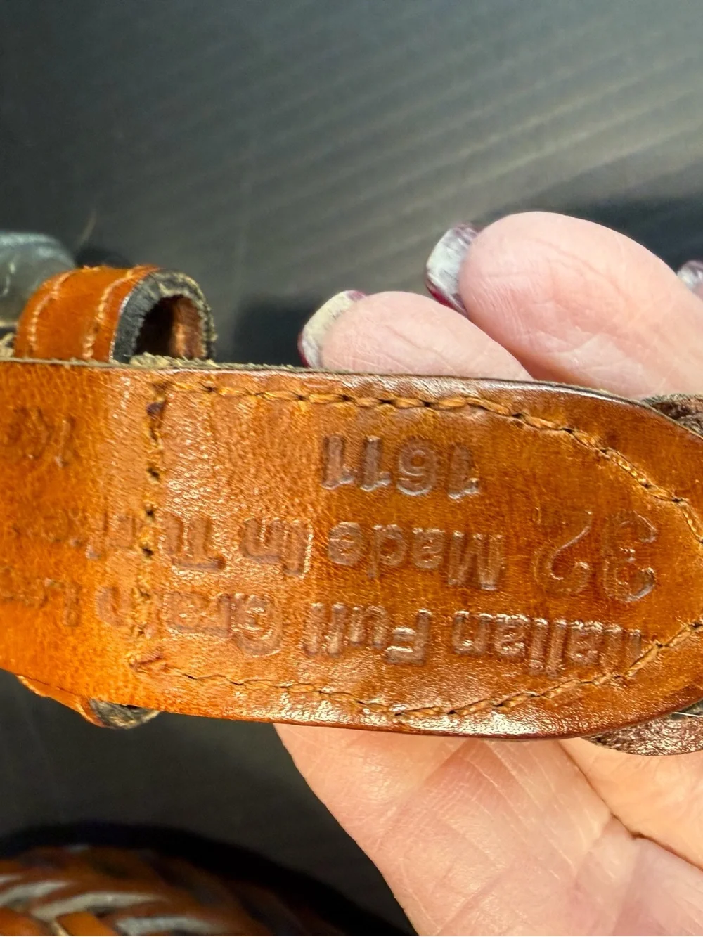 Vintage Western Braided Leather Belt Size 32 Italian Full Grain Unisex